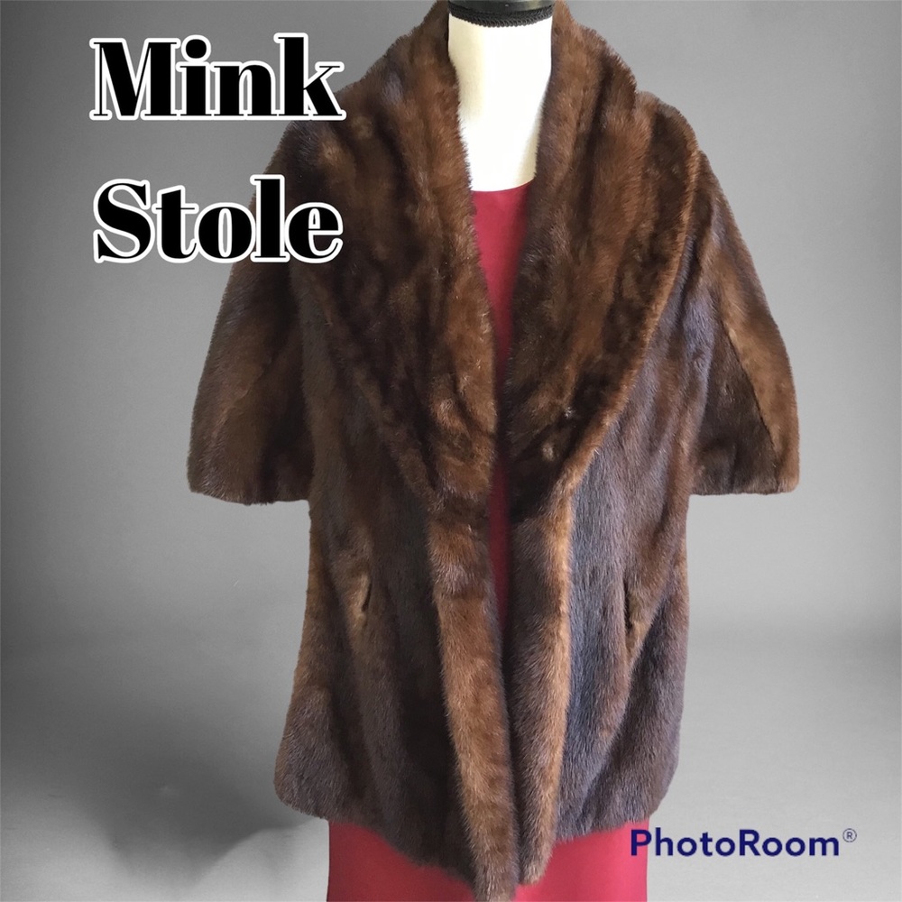 Mahogany Mink Stole with short sleeves
